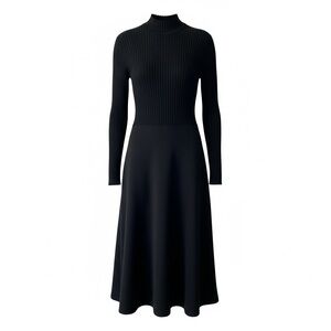 Wolford Black Long-Sleeve Ribbed Knit Midi Dress